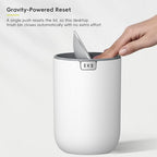 EKO Fandy 0.58 Gal/2.2L Mini Trash Can with Lid, Swing-Top Desktop Trash Can for Bathroom, Countertop, Vanity, Desk or Office, Small Garbage Bin (White)