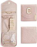 BAGSMART Travel Jewelry Organizer Case C Initial Foldable Jewelry Roll for Journey Rings, Necklaces, Earrings, Bracelets,Mini