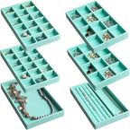 Frebeauty Jewelry Organizer Tray,Stackable Velvet Jewelry Trays,Drawer Inserts Earring Organizer For Women Jewelry Storage Di
