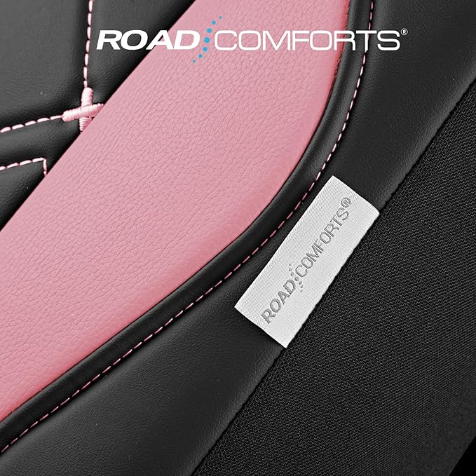 Road Comforts Seat Covers, Premium Leather Car Seat Covers Full Set for Women Girls,Airbag Compatible, Automotive Seat Covers