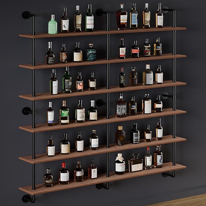 Floating Shelves for Wall Living Room Shelves Bookshelf Industrial Pipe Shelving Shelf Real Wood Planks 60 inch Rustic Wall S