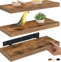 Ballucci Floating Shelves, 16" Wood Wall Shelf Set of 3, Invisible Brackets Floating Shelf for Wall Decor Living Room, Bathro