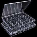Noverlife 2 Pack 36 Grids Clear Plastic Organizer Box, Jewelry Craft Storage Container Bead Holder Nail Charm Organizer, Rock