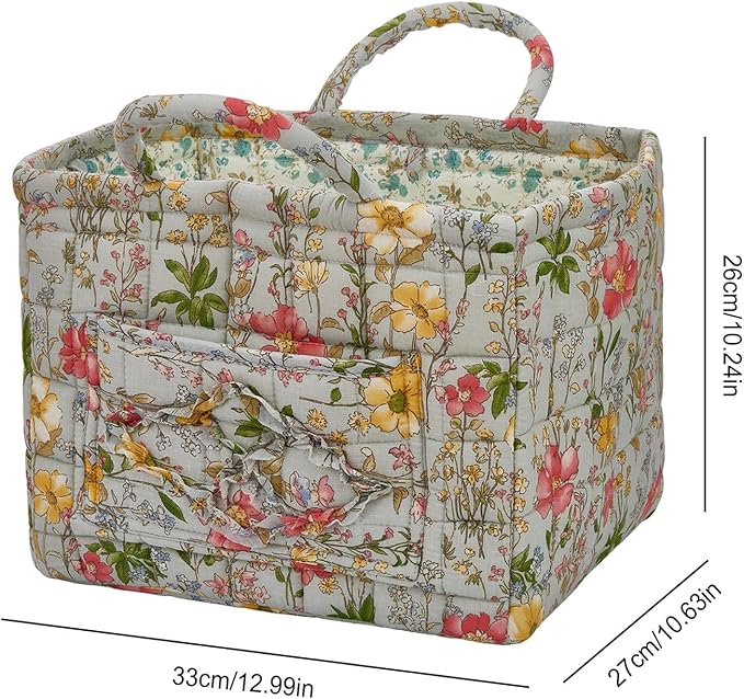Boho Fabric Storage Basket, Large Capacity Laundry Basket, 12.2'' x 10.23'' x 10.23'' Collapsible Laundry Hamper with Easy Ca