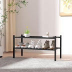 ROMGUAR CRAFT 2 Tier Bamboo Shoe Rack for Closet Free Standing Wood Shoe Shelf for Entryway Small Space Stackable 27"x11"x13"