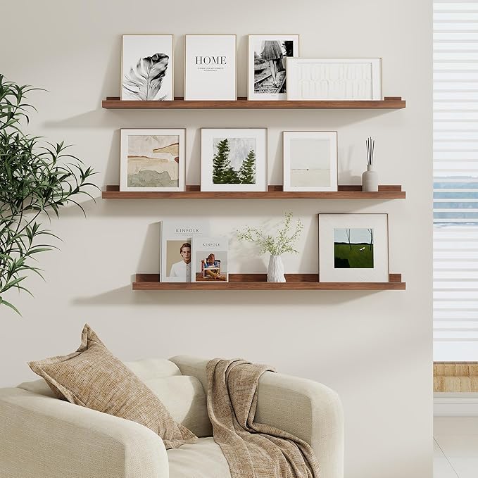 Fun Memories Picture Ledge Shelf, Floating Shelves Set of 4, 32 Inch Picture Shelves for Wall with Ledge, Large Nursery Book 