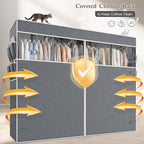 Raybee Clothes Rack with Cover,1100 LBS,Clothing Racks for Hanging with 10 Shelves& 7 Rods,Portable Closet Heavy Duty,Adjusta