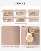 Vlando Jewelry Travel Case,Travel Jewelry Organizer with Clear Velvet Jewelry Bags 6Pcs Zipper Pouch for Women Gift Ideas for