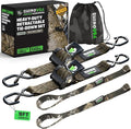 Rhino USA x Realtree Retractable Ratchet Straps (2PK) 2"x 9' (1,209lb Break Strength)- Heavy Duty Auto Self Retracting Tie Down Straps for Truck, Cargo Trailer, Motorcycle, ATV, UTV- Realtree APX Camo