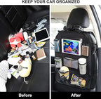 ONE PIX Backseat Car Organizer Mats Back Seat Organizers and Storage Bag with Touch Screen Tablet Holder for Kids Toddlers Seats, Travel Accessories, Road Trip Essentials (2PCS)