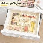 Vtopmart 25 PCS Clear Plastic Drawer Organizers Set, 4-Size Versatile Bathroom and Vanity Drawer Organizer Trays, Storage Bin