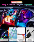 Interior LED Lights for Car, Flexible LED Strip with App and Remote Control, USB-A/C RGB Lights with DIY Mode and Music Mode, 72 LEDs