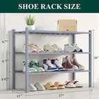 Smiry Shoe Rack, 3 Tier Bamboo Shoe Organizer, Stackable Free Standing Wooden Shoe Storage Shelf for Closet, Entryway, Front 