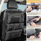 Tactical Seat Back Organizer - Heavy Duty MOLLE Panel Organizer with Multiple Pockets & Hook Loop Panel for EDC Gear, Road Trip Essentials, Universal Fit for Car SUV Truck Jeep Ford(Black)