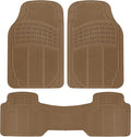 BDK ProLiner Floor Mats for Cars Trucks SUV, 3-Piece All-Weather Car Mats with Universal Fit Design, Durable Car Floor Mats with Capture Ridges, Waterproof Rubber Floor Mats for Cars (Beige)