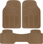BDK ProLiner Floor Mats for Cars Trucks SUV, 3-Piece All-Weather Car Mats with Universal Fit Design, Durable Car Floor Mats with Capture Ridges, Waterproof Rubber Floor Mats for Cars (Beige)