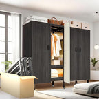 YTLEMON Heavy Duty Clothes Rack with Magnetic Door, Metal Foldable Covered Clothes Rack, Portable Wardroobe Closet System for