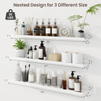 Axeman 36 Inch Floating Shelves | White Picture Ledge Shelf Set of 3 | Rustic Wood Wall Shelves with Lip | 36" White Picture 