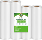 Syntus Vacuum Sealer Bags, 4 Pack 2 Roll 11" x 20' and 2 Roll 8" x 20' Commercial Grade BPA Free Bag Rolls, Food Vac Bags for