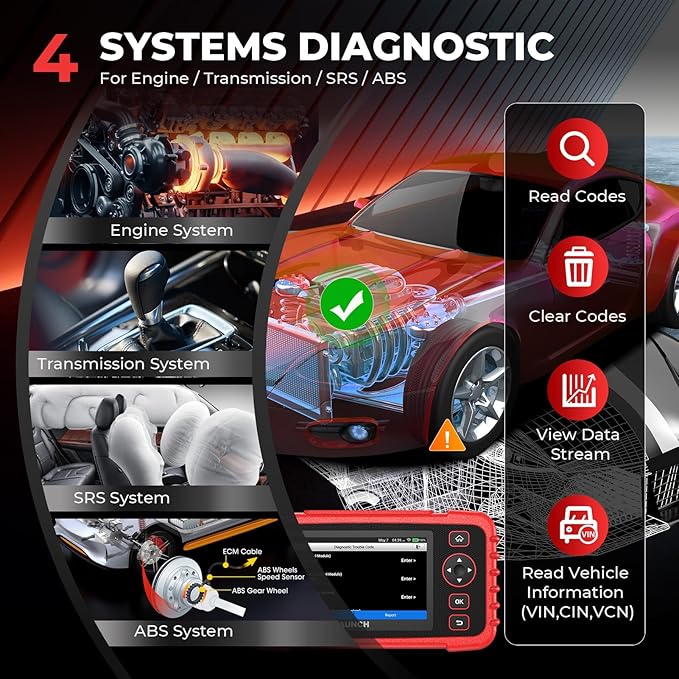 Launch OBD2 Scanner CRP123X Elite, 2026 Lifetime Update WiFi Scan Tool, Engine at SRS Airbag Scanner, 3 Resets Diagnostic
