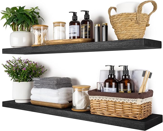 BGMG Wood Floating Shelves 36 inch Long,Wide Rustic Wooden Wall Shelves for Bathroom Living Room Bedroom Kitchen Farmhouse Se