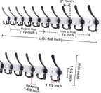 Dseap Coat Rack Wall Mount - 38” Long 10-Tri-Hooks Heavy Duty Coat Hanger Rail Wall Hooks for Hanging Coats Hats Clothing Clo