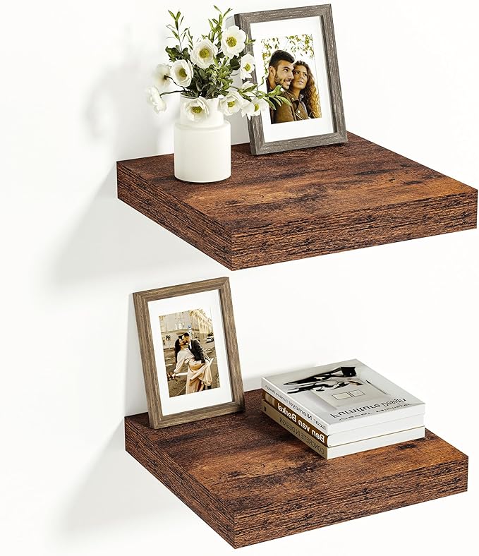 Vivelove 12x12 Floating Shelves for Wall, 12" Deep Shelves with Invisible Brackets, for Living Room Bedroom Bathroom, Farmhou