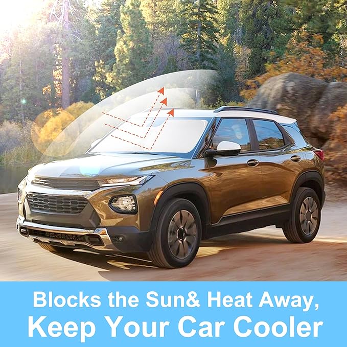 Front Windshield Sun Shade Foldable Car Front Window Sun Shade Windshield Shade Custom Fit for 2021-2025 2026 Che-vrolet Trailblazer Block UV Rays Heat Keep Cooler