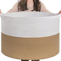 INDRESSME XXXLarge Jute Rope Basket 21.7" x 21.7" x 13.8" Woven Baby Laundry Baskets for Blankets Toys Storage Basket with Ha