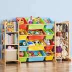 mirolam Storage Organizer with Bookshelf and Stuffed Animal Storage - Playroom Organization with Shelves and 12 Bins - Living