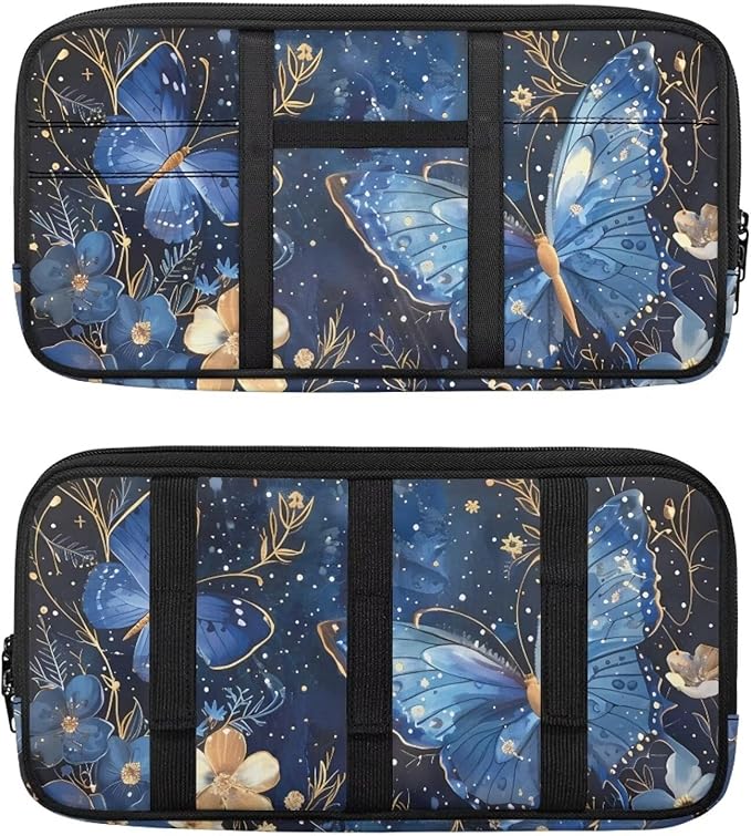 Butterfly Car Visor Organizer for Women Car Visor Storage Pouch Holder Auto Interior Accessories Pocket Cars Truck SUV Storage Pouch Holder, with Multi-Pocket and Zipper