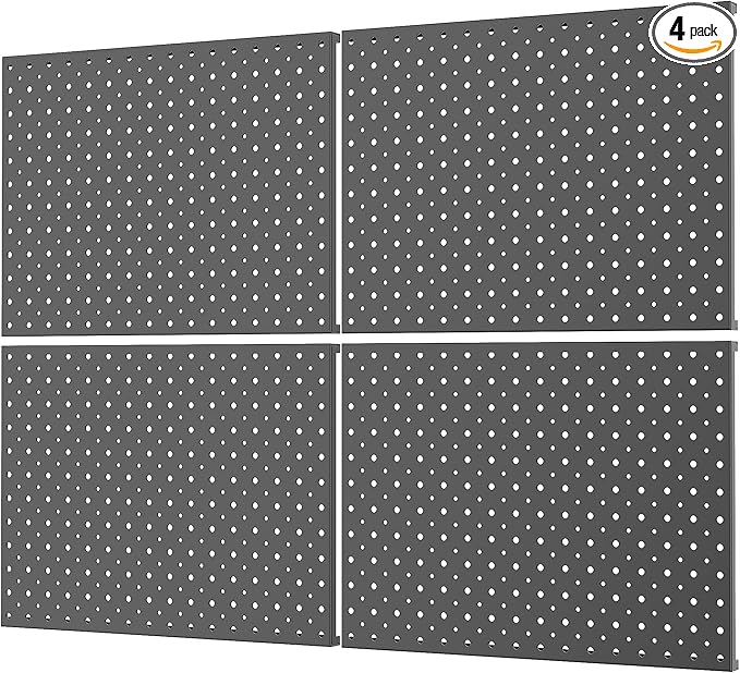 WALMANN 4-Pack 12"x16" Metal Pegboard Panels for Garage, Tool Organizer Pegboard for Pegboard Hooks - Compatible with 1/8" & 