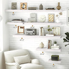 Vivelove White Floating Shelves 12 Inches Deep, [Wood Grain Texture] 36x12 Floating Shelves for Wall with Invisible Brackets,