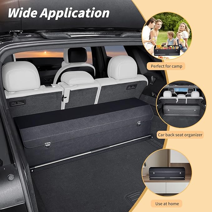 Trunk Organizer for SUV, Collapsible Leather Trunk Organizer for Car with Lid Car Storage for Sedans, Truck, Van, Jeep (Black,