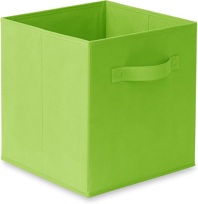 Casafield Set of 6 Collapsible Fabric Cube Storage Bins, Lime Green - 11" Foldable Cloth Baskets for Shelves, Cubby Organizer