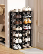 HAIXIN 14 Tier Vertical Black Shoe Rack for Front Door Entrance - Tall Shoe Organizer for Small Spaces, Closet Narrow Small S