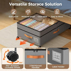 Under Bed Storage with Wheels, Large Capacity UnderBed Containers with Clear Lids, Shoe Organizer Under Bed Drawers, Rolling 