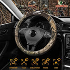 Mossy Oak Camo Steering Wheel Cover, Durable Grip Car Steering Cover, Universal Fit 14.5"–15.5" - Made with Premium Brown PVC