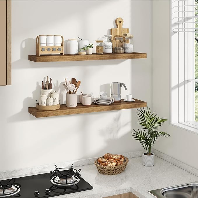 Dreamland Deep Floating Shelves, 8" Deep Long Shelves Set of 2, 40 Inches Floating Shelf for Wall,Large Display & Storage She