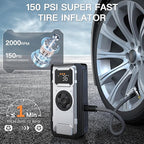 5000A Portable Car Jump Starter with Air Compressor, 150PSI Car Battery Jump Starter (10.0L Gas/8.0L Diesel Engines),12V