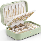 VLANDO Travel Jewelry Case, PU Leather Travel Jewelry Box with Earring Holder, Portable Display Small Jewelry Box for Mothers