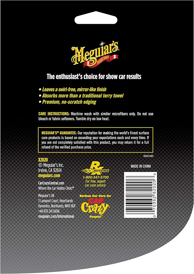 Meguiar's Supreme Shine Microfiber Towels for Cars,Absorbent Ultra-Plush Car Microfiber Towel Set for Effectively Removing Car Care Products Without Leaving Swirls,3 Count (Pack of 12)