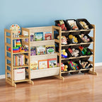 SpaceAid 3-in-1 Toy Storage Organizer with 4 Shelves and 12 Bins, Toy Organizers Storage 3-Tier Bookshelf, Kids Bin Shelf Box