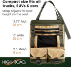 High Road Cotton Canvas Front Seat Organizer with Tablet and File Compartments, 9-pocket Car Office Passenger Seat Organizer