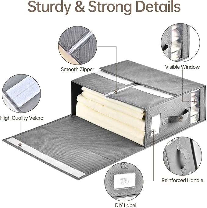 Bed Sheet Organizers and Storage,8 Pack Linen Closet Organizers and Storage, Foldable Bedding Storage for Bedsheets,