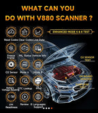 OBD2 Scanner,V880 Check Engine Light Code Reader for Cars and Trucks with Reset,Live Data,I/M Smog Test, Scan Tool Diagnostic