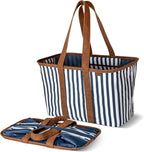 CleverMade Collapsible LUXE Tote - Reusable Grocery Shopping Storage Bag Organizer w/Handles Reinforced Bottom