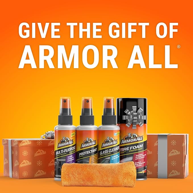 Armor All Car Wash and Car Interior Cleaner Kit, Includes Towel, Tire Foam, Glass Spray, Protectant Spray and Cleaning Spray,