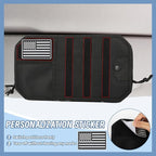 Car Sun Visor Organizer with 3 Extended Straps, Tactical Visor Molle Panel for Trucks SUVs, Heavy Duty 1000D Nylon Storage Pouch for Sunglasses, Cards, EDC Gear, Black