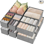Criusia Drawer Organizer Clothes,16 Pack Underwear Drawer Organizers, Foldable Closet Organizers and Storage Dresser Drawer D